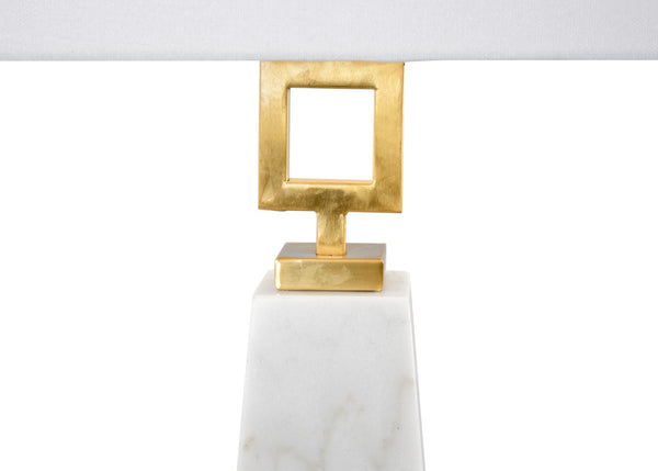 Chelsea House Marble Obelisk Table Lamp With Polished White Marble & Antique Brass Accents For Elegant Accent Lighting 69813