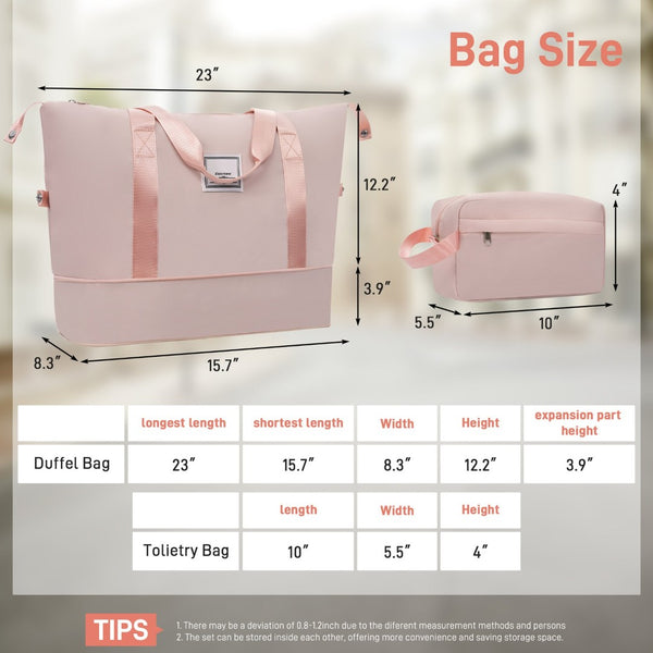 English Elm 6 Piece Hardshell Abs Travel Set with Spinner Wheels Combination Lock and Toiletry Bag Light Pink N732P391314U