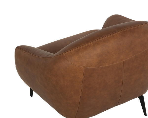Sunpan Armani Armchair - Luxurious Italian Design with Smooth Curves and Cushioned Comfort for Your Home Cognac Leather