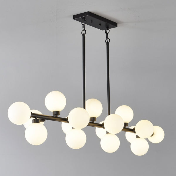 English Elm Pendant Lamp 16 Opal Seeded Glass Shades Gold Frame Farmhouse Dining Island Light Matte Black W5008P466518