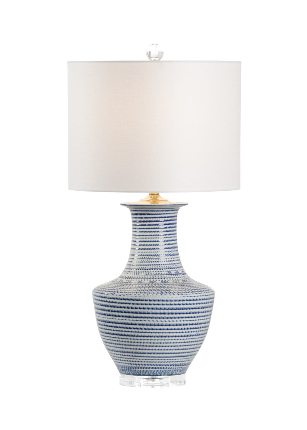 Chelsea House Classic Blue And White Ceramic Lamp With Clear Acrylic Base, 29.5" Urn-Style Accent Light For Living Room 69820