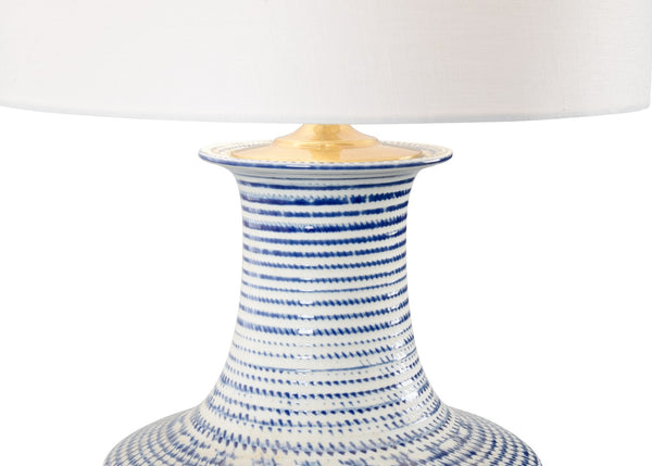 Chelsea House Classic Blue And White Ceramic Lamp With Clear Acrylic Base, 29.5" Urn-Style Accent Light For Living Room 69820