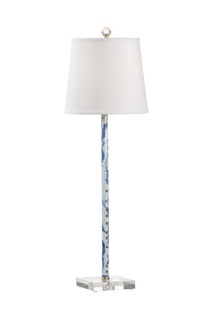 Dragon Flute Lamp Blue, White/Cream 69824 Chelsea House