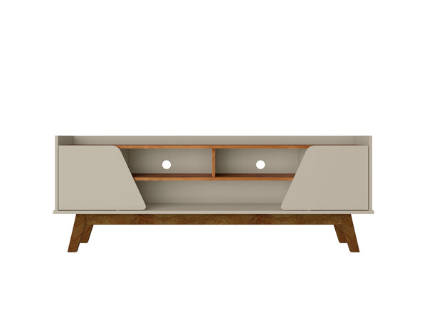 English Elm Marcus 63" TV Stand with Soft-Close Doors and Cable Management, Sturdy MDF Frame & Pine Legs Griege,Natural B365P397905