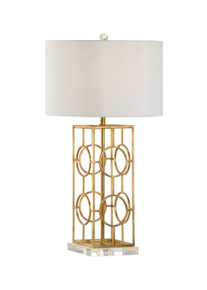 Chelsea House Dorset Geometric Gold-Leaf Lamp On Clear Crystal Base — Sculptural Accent Light For Modern Homes 69839