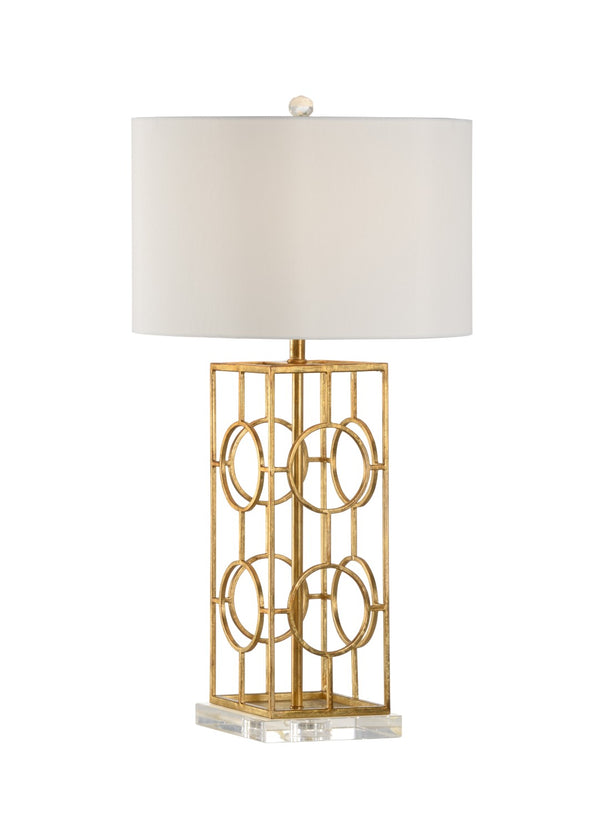 Chelsea House Dorset Geometric Gold-Leaf Lamp On Clear Crystal Base — Sculptural Accent Light For Modern Homes 69839