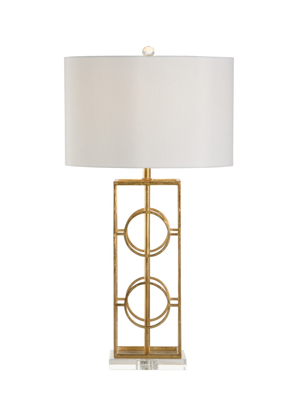 Chelsea House Dorset Geometric Gold-Leaf Lamp On Clear Crystal Base — Sculptural Accent Light For Modern Homes 69839
