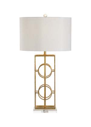Chelsea House Dorset Geometric Gold-Leaf Lamp On Clear Crystal Base — Sculptural Accent Light For Modern Homes 69839