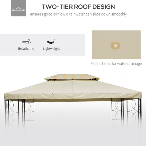 English Elm Outsunny Two-tier Vented Gazebo Replacement Canopy Uv Polyester Cover Cream White W2225P200888