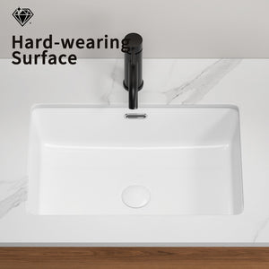 English Elm Rectangular Undermount Ceramic Basin with Overflow for Modern Bathroom Vanity W3402P326511