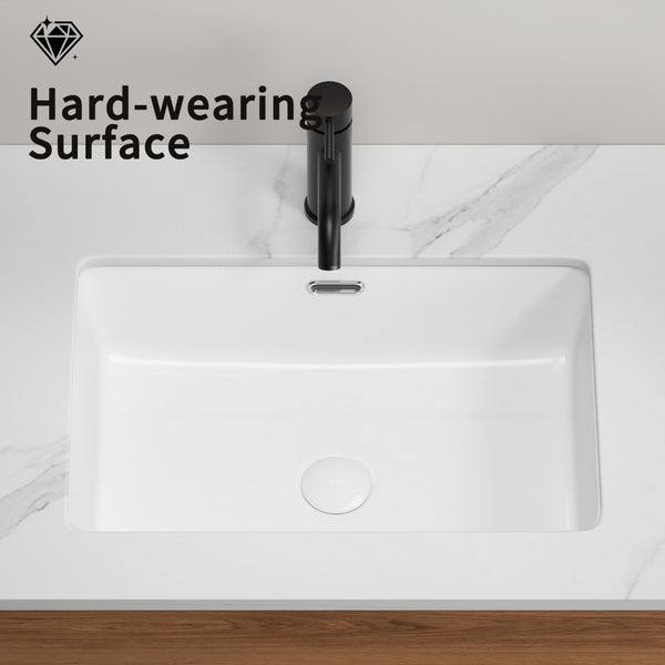 English Elm Rectangular Undermount Ceramic Basin with Overflow for Modern Bathroom Vanity W3402P326511