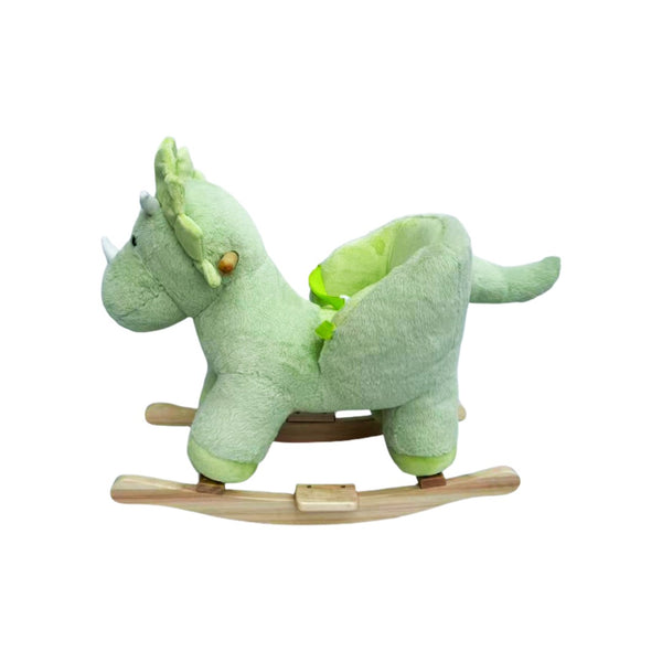 English Elm Kids Plush Dinosaur Rocking Toy with Safety Belt Lullaby Sounds and Hand Puppets W3723P374145