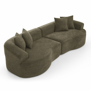 English Elm Modern Chenille Curved Sectional Sofa Cloud Silhouette Four Seat Living Room Couch W1413S00134