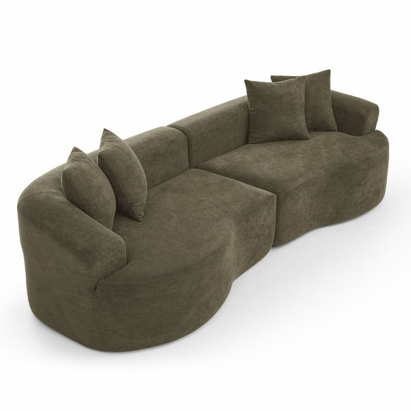 English Elm Modern Chenille Curved Sectional Sofa Cloud Silhouette Four Seat Living Room Couch W1413S00134