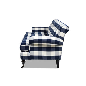 English Elm Jennifer Taylor Home - Alana Three-Cushion Tightback Sofa In Elegant Blue Lattice Woven Fabric For Timeless Style & Comfort B2719P238315