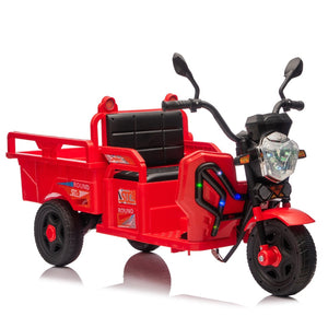 English Elm 12v Kids Electric Cargo Trike with Led Lights Wide Seat Anti-slip Wheels Toddler Ride On Red W1578P336051