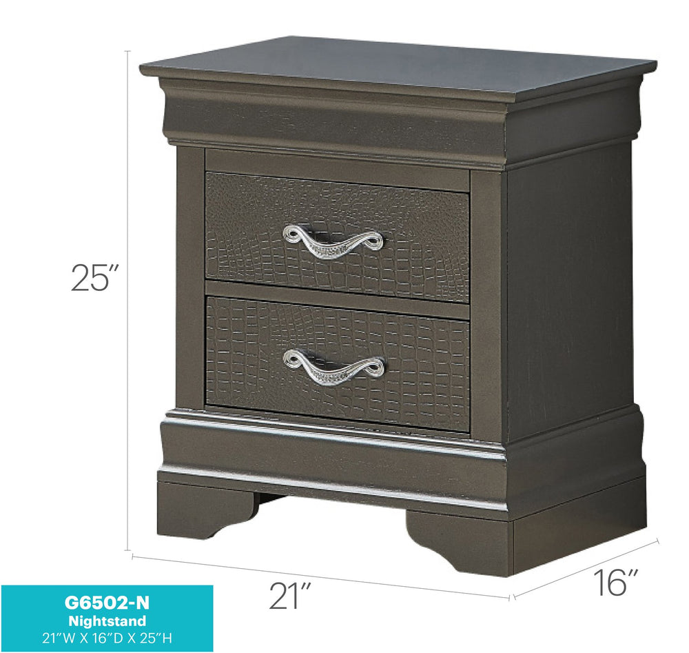 English Elm Sleek Metallic Black Nightstand Two Drawers 24"H x21"W x16"D No Assembly Sleek Transitional Storage Appeal B078118421