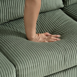 English Elm L-Shaped Corduroy Sofa with Cushioned Cashmere Comfort, Modern Luxury Design for Small Spaces Olive Green W2121P319092