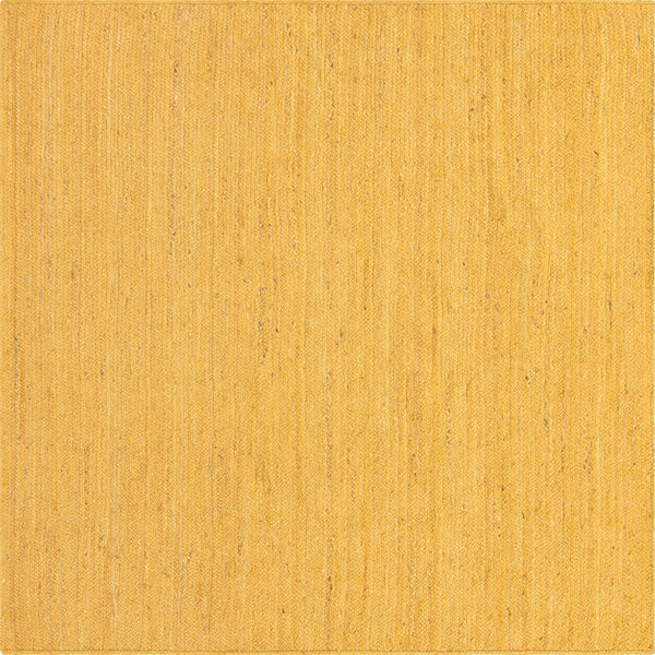 Unique Loom Braided Jute Dhaka Hand Braided Solid Rug Yellow,  8' 0" x 8' 0"
