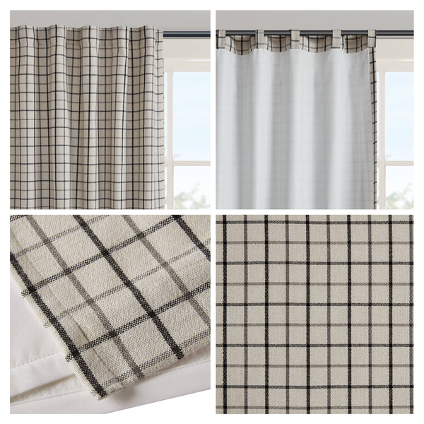 English Elm 1Pc 50X108" Cozy Plaid Curtain Panel With Fleece Lining - Versatile Rod Pocket & Back Tab Design B035P341189