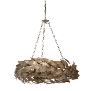 Chelsea House Meadow Six-Candle Chandelier With Rusticated Silver Finish, Handcrafted Italian Leaves, 34" W Elegance 69876