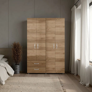 English Elm Ramblas Wardrobe Armoire with Hanging Rod Hidden Shoe Drawer and Flexible Shelving B128S00236