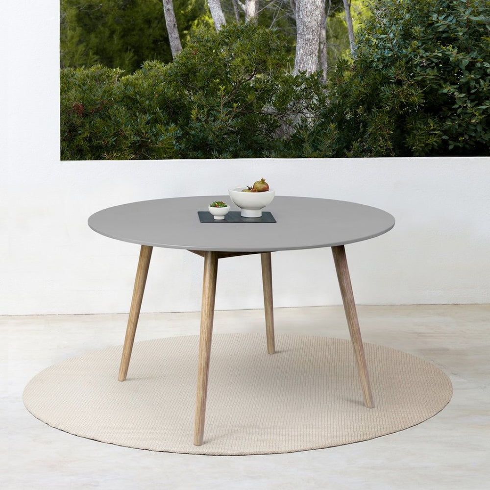 English Elm Kylie Outdoor Round Dining Table Eucalyptus Wood Stone Top Seats Six Patio B2736P464845
