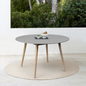 English Elm Kylie Outdoor Round Dining Table Eucalyptus Wood Stone Top Seats Six Patio B2736P464845