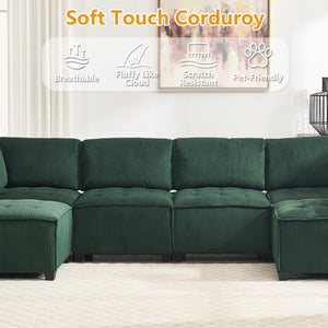 English Elm United We Win U-Shaped Modular Sectional Sofa With Reversible Chaise - 6-Seat Comfort & Style W1568S00156-GIGA