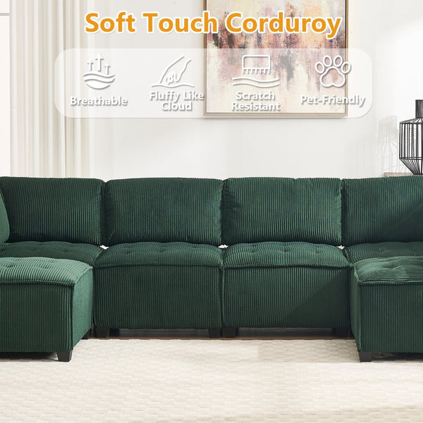 English Elm United We Win U-Shaped Modular Sectional Sofa With Reversible Chaise - 6-Seat Comfort & Style W1568S00156-GIGA