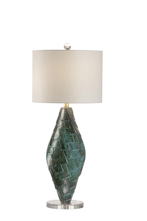 Chelsea House Gianna Italian Glass Lamp With Mottled Green Overlays — Handcrafted Ambient Light For Classic Interiors 69884