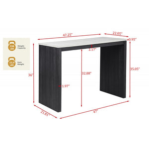 English Elm 3-Piece Modesta Faux Marble Counter Height Dining Set with Tufted Upholstered Stools, Espresso Legs B011S01934