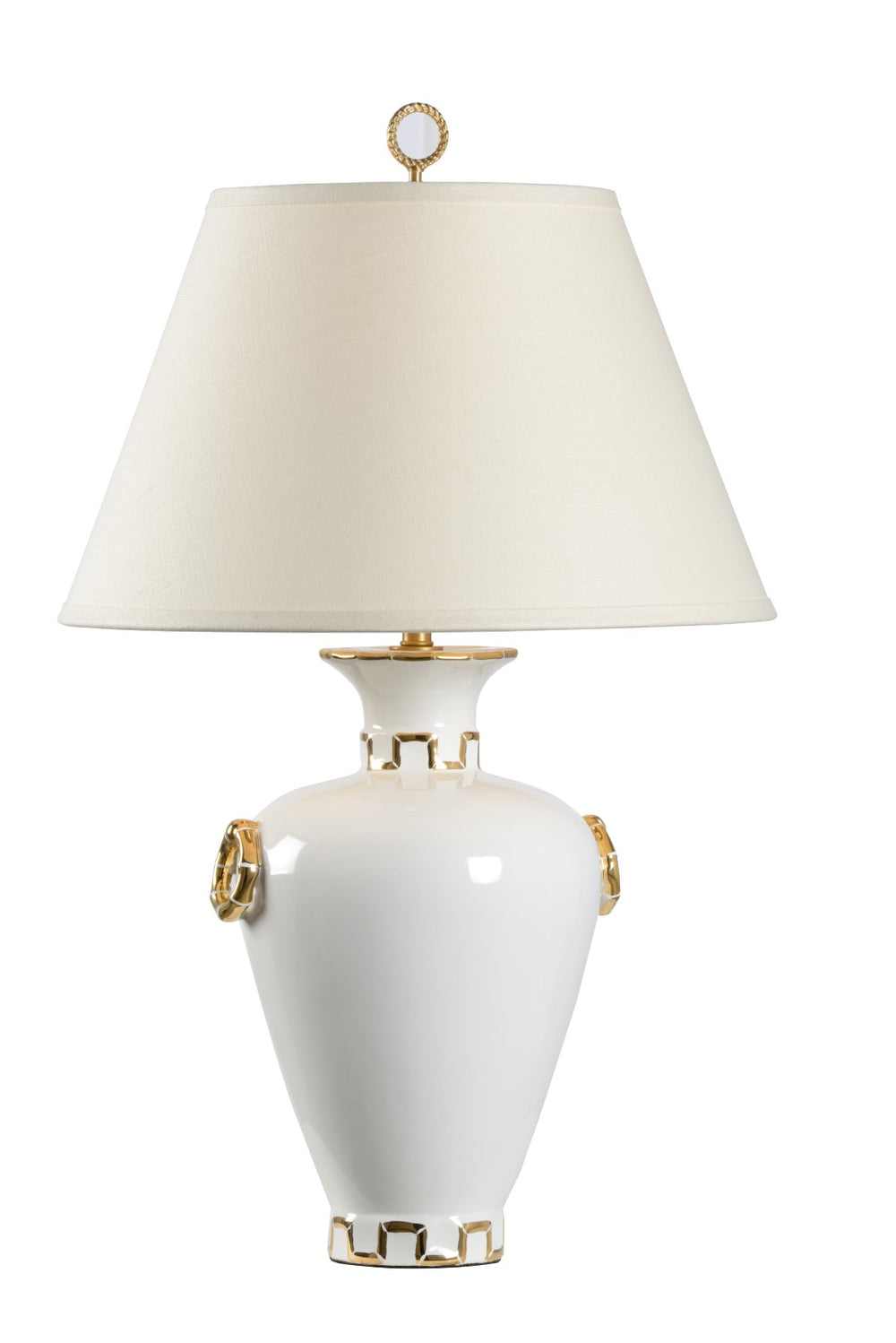 Chelsea House Ring Vase Lamp By Bradshaw Orrell — White Glazed Ceramic With Hand-Applied Old Gold Accents, 29" 69891