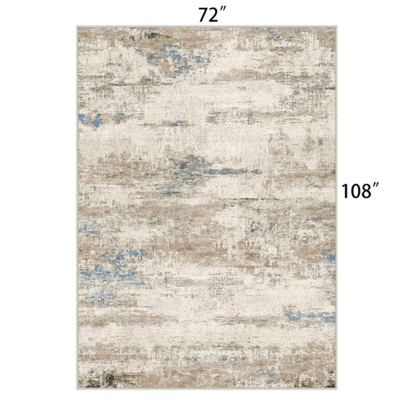 HomeRoots 8' Blue Brown and Ivory Abstract Area Rug - Stylish, Washable Design for Busy Homes with Kids & Pets 8' X 10' 698912