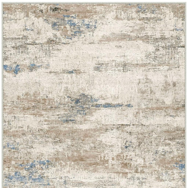 HomeRoots 8' Blue Brown and Ivory Abstract Area Rug - Stylish, Washable Design for Busy Homes with Kids & Pets 8' X 10' 698912