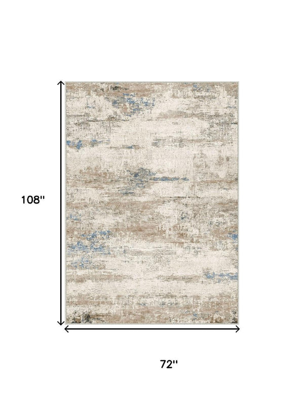 HomeRoots 8' Blue Brown and Ivory Abstract Area Rug - Stylish, Washable Design for Busy Homes with Kids & Pets 8' X 10' 698912