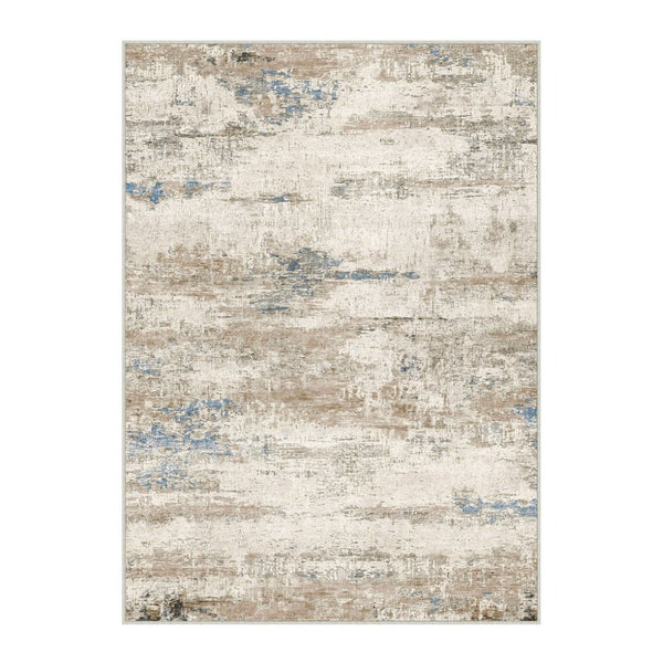 HomeRoots 9' Abstract Area Rug in Blue, Brown & Ivory – Stylish, Washable Design for Modern Homes & Families 9' X 12' 698913