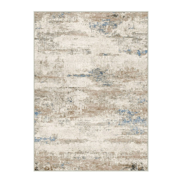HomeRoots 9' Abstract Area Rug in Blue, Brown & Ivory – Stylish, Washable Design for Modern Homes & Families 9' X 12' 698913