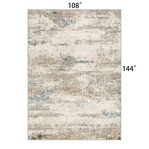 HomeRoots 9' Abstract Area Rug in Blue, Brown & Ivory – Stylish, Washable Design for Modern Homes & Families 9' X 12' 698913