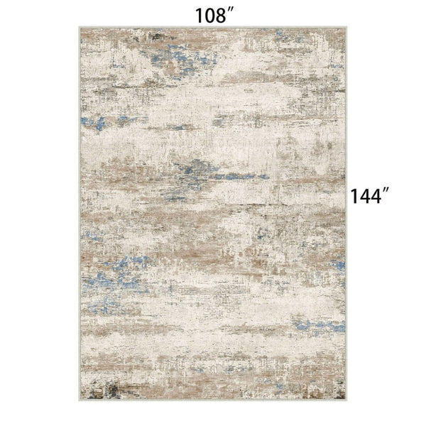 HomeRoots 9' Abstract Area Rug in Blue, Brown & Ivory – Stylish, Washable Design for Modern Homes & Families 9' X 12' 698913