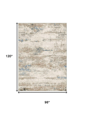 HomeRoots 9' Abstract Area Rug in Blue, Brown & Ivory – Stylish, Washable Design for Modern Homes & Families 9' X 12' 698913