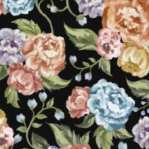 HomeRoots 6' Bold Floral Washable Area Rug in Black, Green & Orange – Stain-Resistant, Non-Slip, Durable Design 6' X 9' 698917