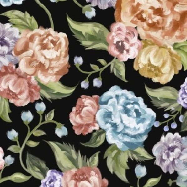 HomeRoots 6' Bold Floral Washable Area Rug in Black, Green & Orange – Stain-Resistant, Non-Slip, Durable Design 8' X 10' 698918