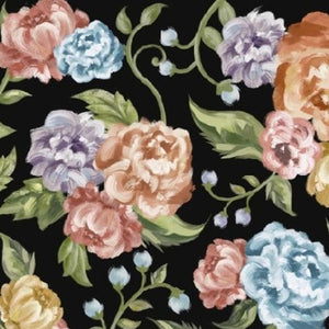 HomeRoots 9' Bold Floral Area Rug in Black, Green, and Orange - Washable, Stain-Resistant, and Non-Slip! 9' X 12' 698919