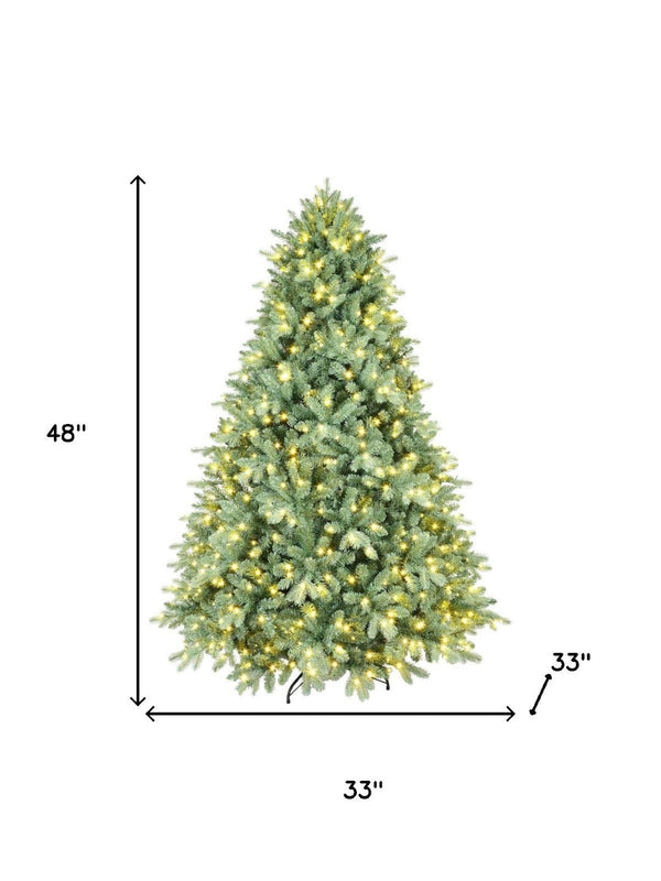 HomeRoots 4' Pre Lit Full Spruce Christmas Tree - Lifelike, Compact Design with 592 Tips & Energy-Efficient LED Lights 698920