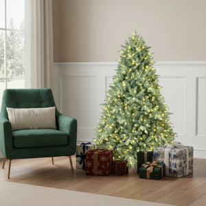 HomeRoots 5' Pre Lit Full Spruce Christmas Tree - Lush, Realistic Look with 300 LED Lights for Festive Cheer! 698921