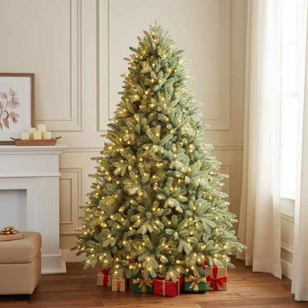 HomeRoots 6' Pre-Lit Full Spruce Christmas Tree – Lush, Realistic Design with 500 LED Lights for Holiday Cheer 698922