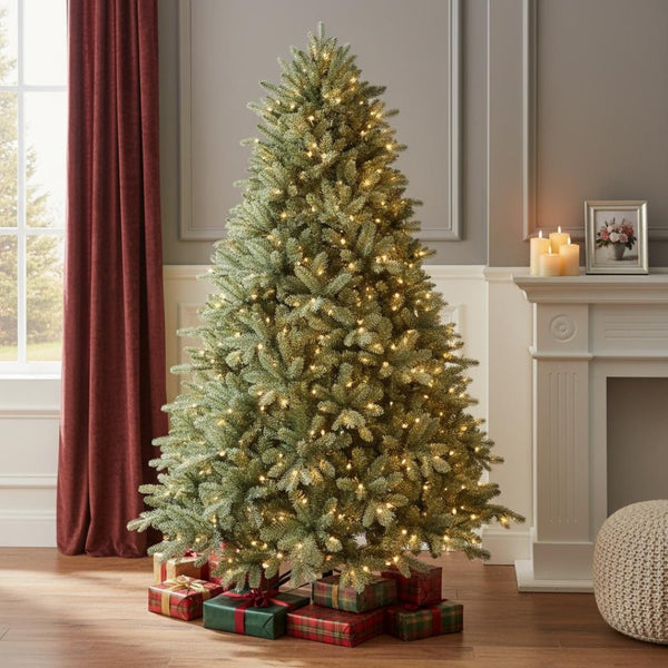 HomeRoots 7' Pre-Lit Full Spruce Christmas Tree - Lush, Realistic Design with 700 Energy-Efficient LED Lights 698923