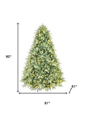 HomeRoots 7.5' Pre Lit Full Spruce Christmas Tree - Realistic, Lush, and Convenient Holiday Centerpiece for Your Home 698924