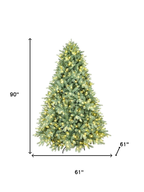 HomeRoots 7.5' Pre Lit Full Spruce Christmas Tree - Realistic, Lush, and Convenient Holiday Centerpiece for Your Home 698924